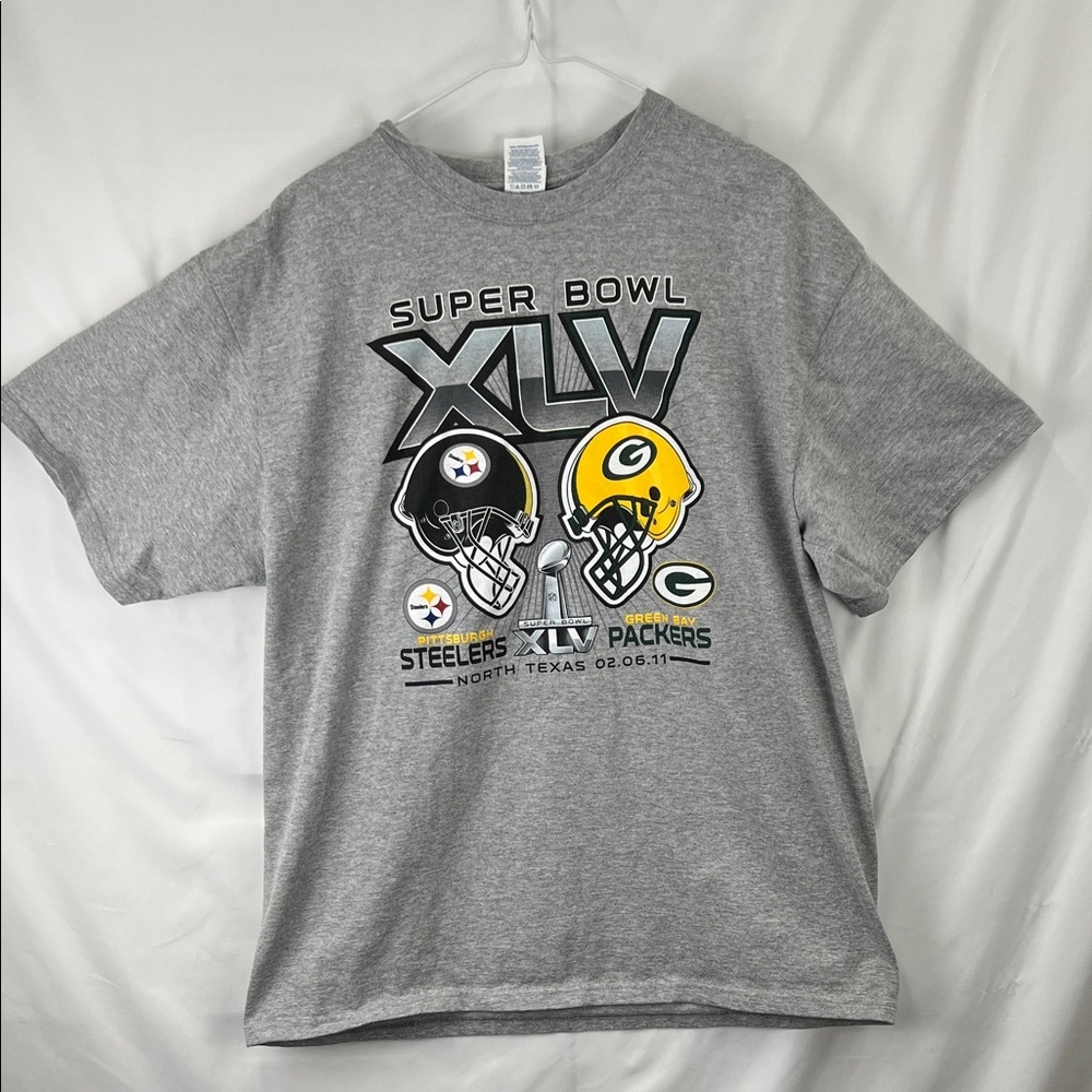 Steelers - Superbowl TShirt - Superbowl XLV - Size XL - Green Bay Packers - Gray
